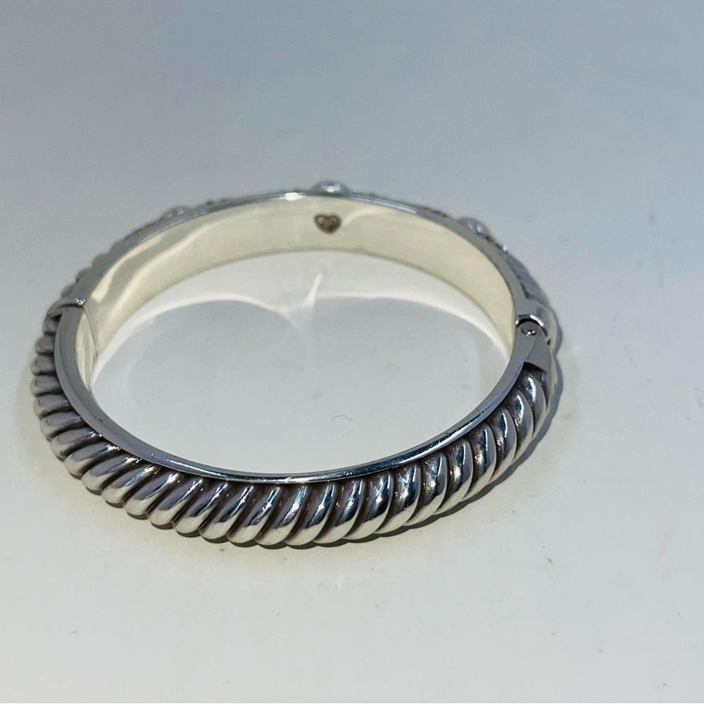 BRIGHTON Pearl Magic Crystal Hinged Bracelet Bangle - Picture 4 of 8